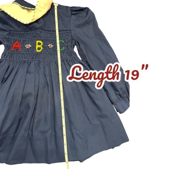 Vintage Polly Flinders Smocked ABC Dress 4T - Picture 3 of 8